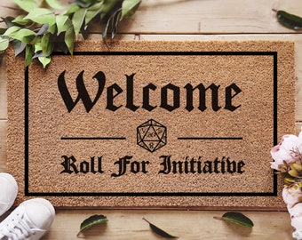 Dungeons And Dragons Doormat - Roll For Initiative - D20 Dice - Dungeons Dragons - Initiative Door Mat - Custom Doormats - Geek Gift