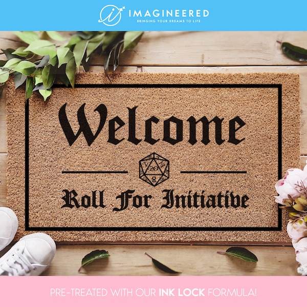 Dungeons And Dragons Doormat - Roll For Initiative - D20 Dice - Dungeons Dragons - Initiative Door Mat - Custom Doormats - Geek Gift