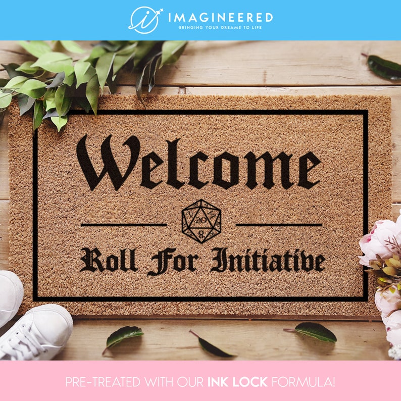 a welcome mat with the words, welcome, and a diamond on it