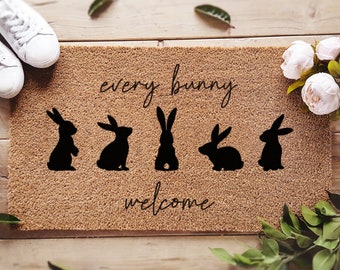 Cheerful Easter Doormat, Welcome Spring with a Bunny-themed Entrance, Every Bunny Welcome, Easter Doormat, Spring Decor
