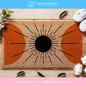 Mid Century Modern Design Doormat, Geometric Sun Boho Mat, Mid Century Front Door Mat, 1950s Style Welcome Mat, Wedding Gift