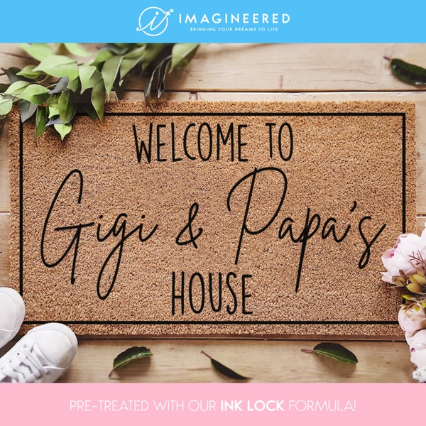 Welcome to Gigi and Papa's House Doormat, Grandparent Gifts,Custom Grandparents Doormat,Papa's House Doormat,Personalized Grandparents Gifts