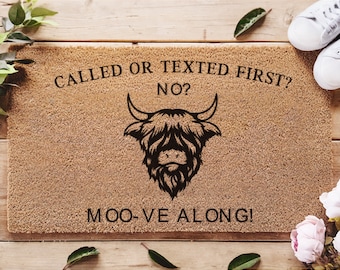 Move Along Highland Cow Doormat - Moo-ve Along - Funny Cow Doormat - Country Living - Cow Door Mat - Farmhouse Decor - Western Style Decor