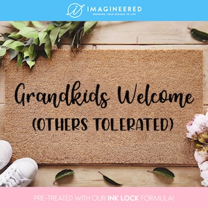 Grandkids welcome others tolerated welcome mat - funny custom door mat - home decor - grandparent gift ideas - gifts for him - gifts for her