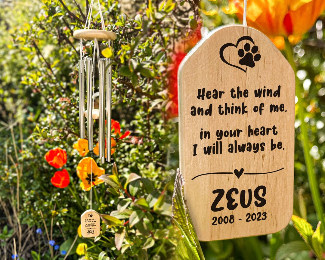 Personalized Wind Chimes Pet Memorial Gift Chime Hear the Wind Custom