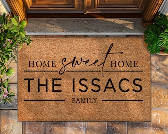 Welcome Doormat  - Home Sweet Home Personalized Doormat  - Custom Home Decor Rug - Wedding Gift - Housewarming Gifts - Closing Gift