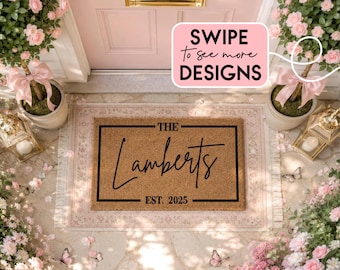 Established Date Family Name Doormat - Personalised Wedding Gift - Housewarming Mat