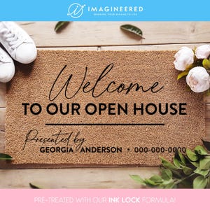 Warm and Inviting Entrance Open House Doormat - House Selling Front Door Mat - Realtor Rug For Listings - Doormat for a Professional Realtor