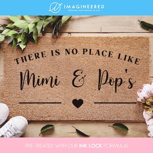 Grandparents Rug - Housewarming Gift - Welcome To Mimi & Pop&#39;s House - Customized Doormat - Custom Coir Mat - Home Decor - Grandparent Gift