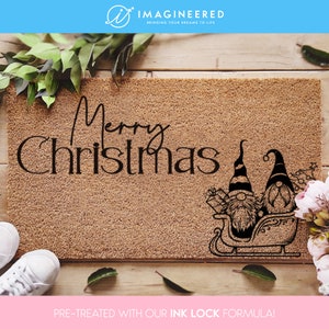 Merry Christmas Doormat - Funny Christmas Doormat - Gnome - Christmas Gift - Christmas Mat - Funny Porch Decor