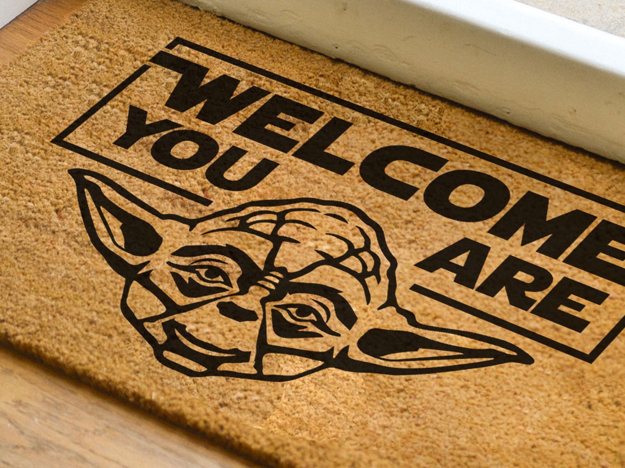 Bienvenido eres™ alfombra de puerta divertida star wars yoda geek