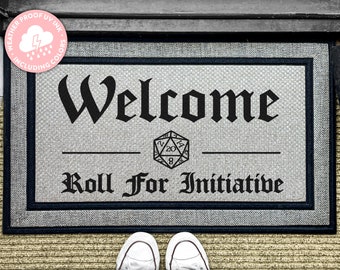 Roll For Initiative Outdoor Mat - Gaming Doormat - Dungeons And Dragons - DnD Mat - Custom Outdoor Welcome Mat - Washable Outdoor Rug