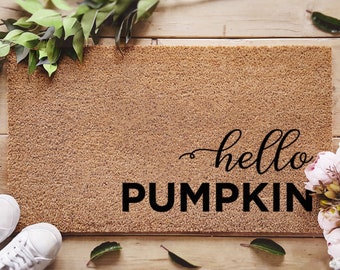 Hello Pumpkin Door Mat - Autumnal Doormat - Fall Decorations - Porch Decor - Fall Decor - Halloween Decor - Pumpkin Decor - Welcome Mat