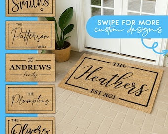 Housewarming Gift - Wedding Gift - Custom Welcome Mat - Personalized Doormat - Closing Gift - Family Name Doormat - Front Door Monogram Rug