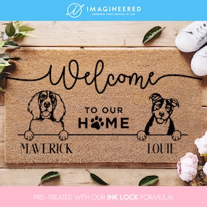 Welcome To Our Home Doormat - One-of-a-kind Custom Dog Doormat -Custom Dog Doormat - Personalized Entryway - Dog Lover&#39;s Gift