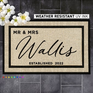 Customized Mr and Mrs Doormat - Personalized Gift - Custom Last Name Mat