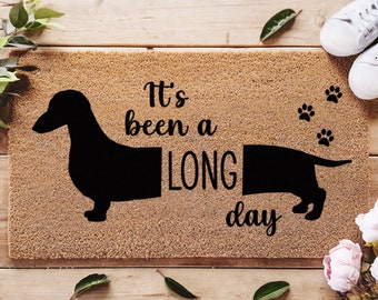 Cute Sausage Dog Doormat - It's Been A Long Day - Dachshund gifts - Funny Dog Door Mat - Cheeky Wiener Dog Mat - Dog Lover Gifts - Wieners