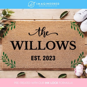 Farmhouse Style Entrance Mat for Home - Personalized Door Mat - Custom Rug - Newlywed Rug - Elegant Family Name Doormat - Welcome Mat