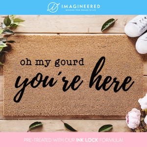 Oh My Gourd You&#39;re Here Welcome Doormat - Porch Decor - Fall Home Decor - Hello Pumpkin Doormat - Fall Door Mat - Porch Decoration Gifts