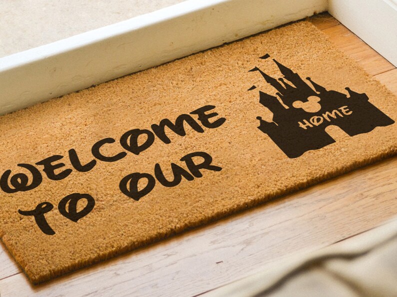 Disney to Our Home Doormat Disney Castle Mickey Etsy