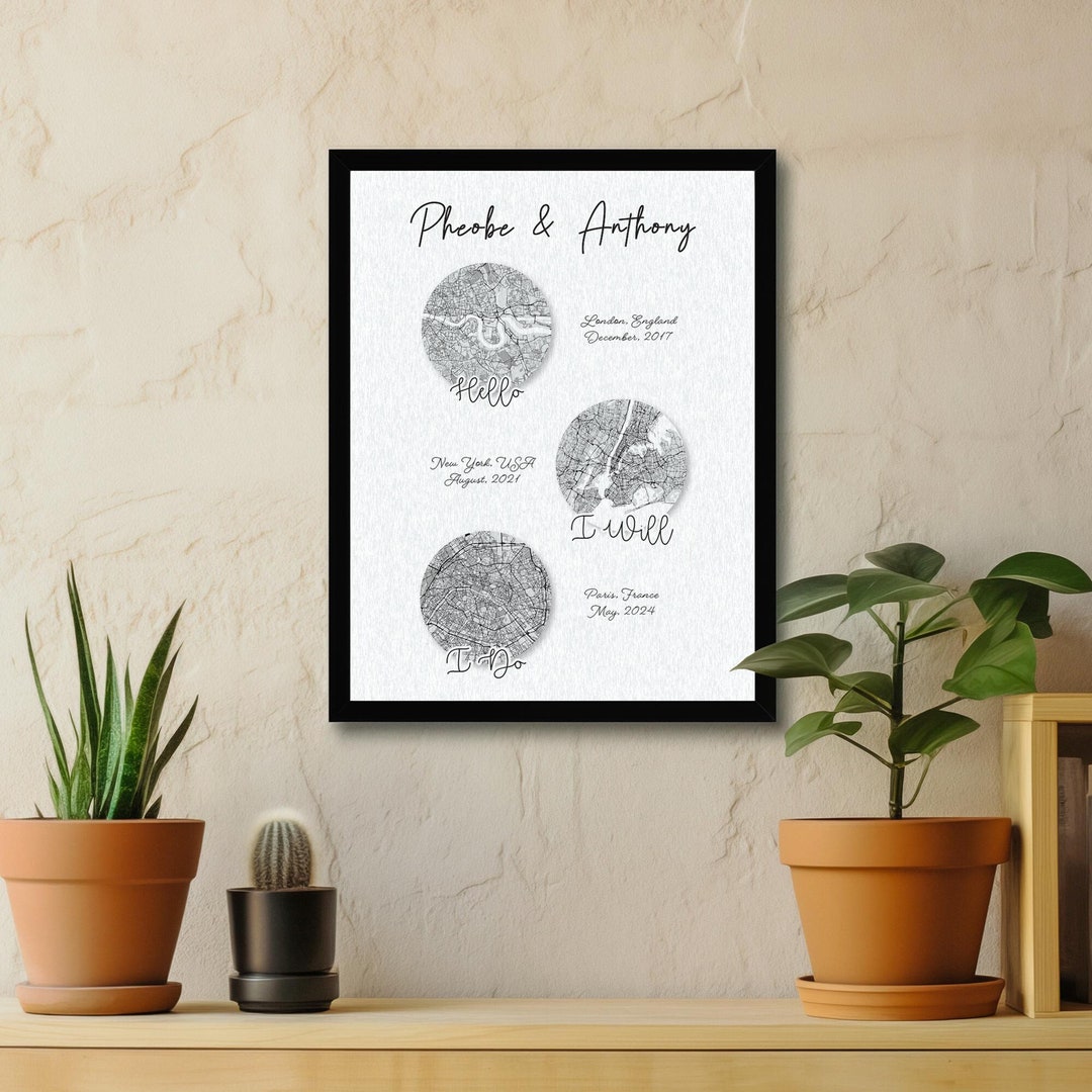 Handmade Memory Map Personalized Custom Map Print, Create a Special Memory for Loved Ones ...