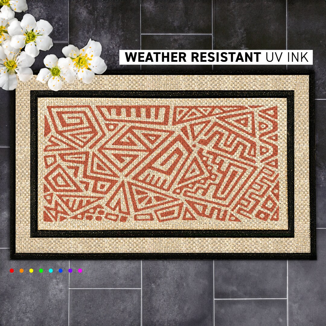 Durable All-weather Aztec Geometric Doormat, Southwest Inspired ...