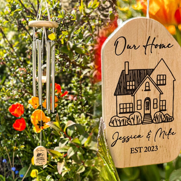 Our Home Wind Chime With EST Date | Customised New Home Wind Chime With Names | Porch Wind Chime | Family Names With EST Name