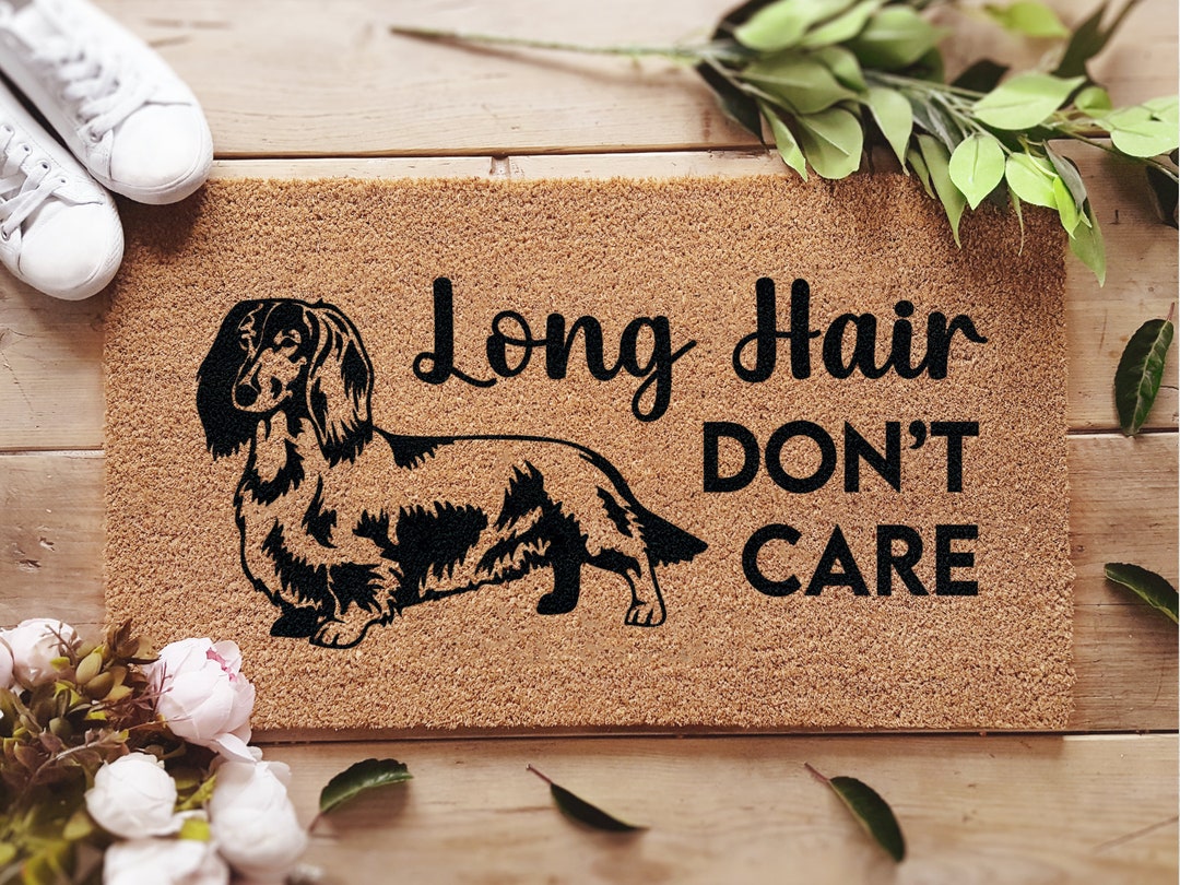 Long Hair Don't Care Cute Sausage Dog Doormat Etsy