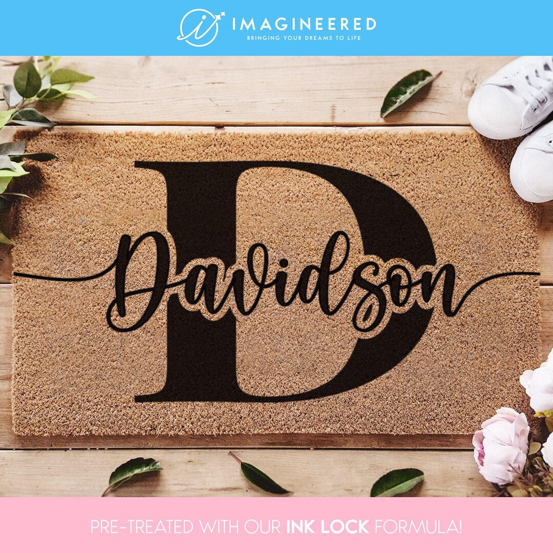 Monogram Family Surname Rug - Customisable Welcome Door Mat ...