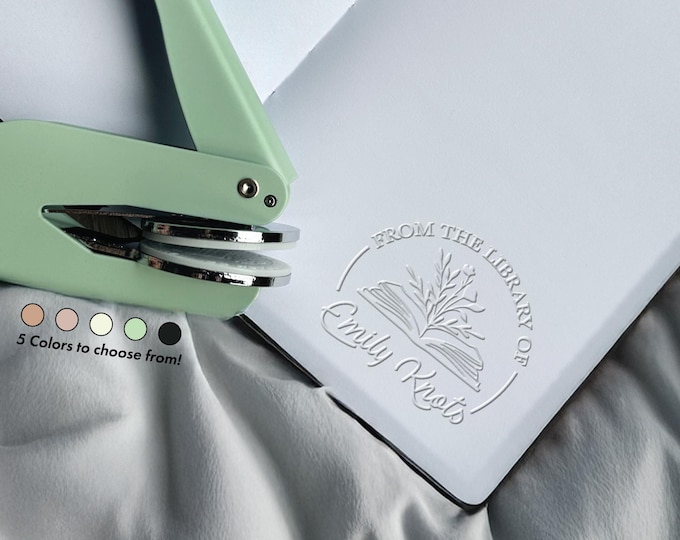 Personalized Green Book Embosser, Fast Shipping Gift, Free Travel Pouch Included, Personalized Book Embosser Perfect To Gift To Book Lovers