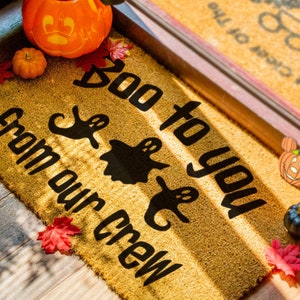 Boo To You Doormat Halloween Decor Boo To You From Our Crew Funny Welcome Mat Fall Decor Halloween Porch Decorations Boo Doormat image 3