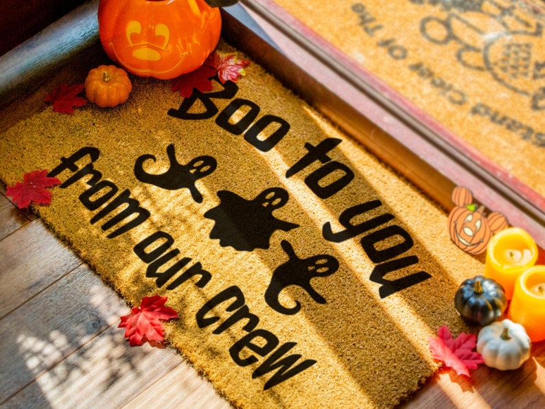 Boo To You Doormat Halloween Decor Boo To You From Our Crew Funny Welcome Mat Fall Decor Halloween Porch Decorations Boo Doormat image 3