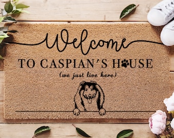 Customizable Dog Doormat  - Personalized Housewarming Gift - Welcome Mat Dog, Dog Doormat - Personalize Your Entryway - Dog Breeds