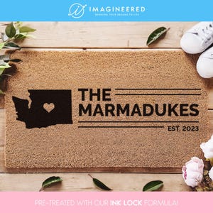 Benutzerdefinierte Zustand Fußmatte - Washington Zustand Matte - Zustandkarte - Washington Hauptstädte - Familien Name Fußmatte - neue Zuhause Geschenke - personalisiertes Geschenk