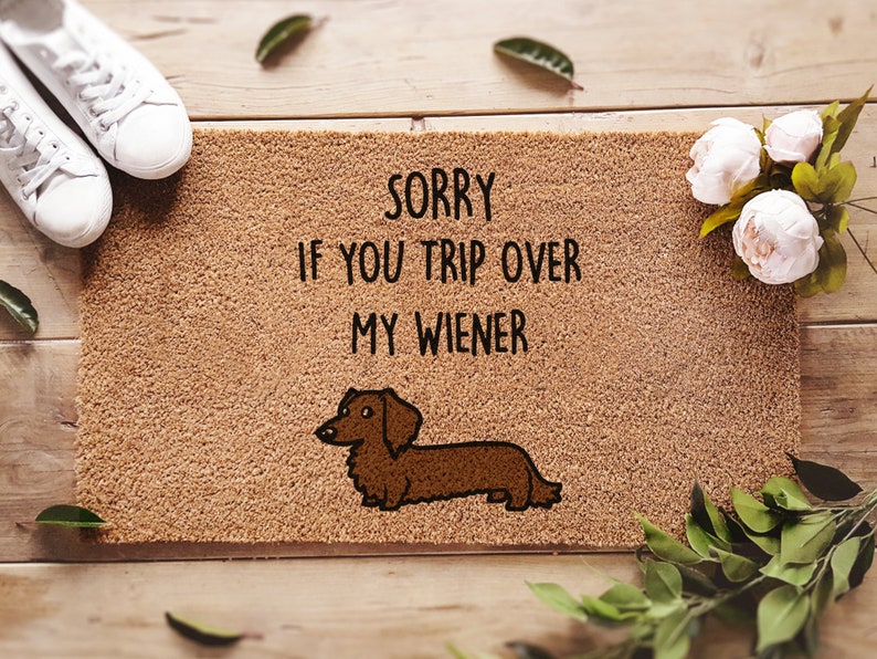 Weiner Doormat  Funny Gift  Dachshund Doormat  Funny image 1