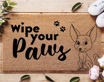 Torka av dina tassar chihuahua hundmatta - anpassade hundgåvor - dörrmatta för hundvälkomsthund - present till hundälskare - anpassad Disney-hund - husdjursgåvor - söt hundmatta