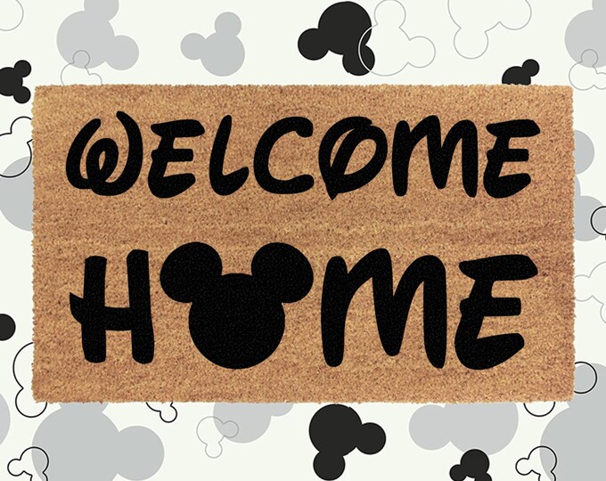 Disney Home Doormat With Castle Disneyland Disneyworld Etsy