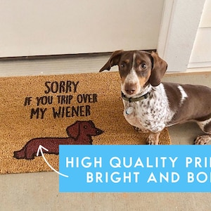 Long Dachshund Doormat Weiner Dog Doormat Custom Doormat Welcome Mat Cute Dog Breed Home Decor Funny Doormat image 3