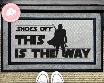 Star Wars The Mandalorian - Shoes Off Outdoor Rug - This Is The Way Welcome Mat - Personalized Mat - Outdoor Custom Washable Doormat - SW