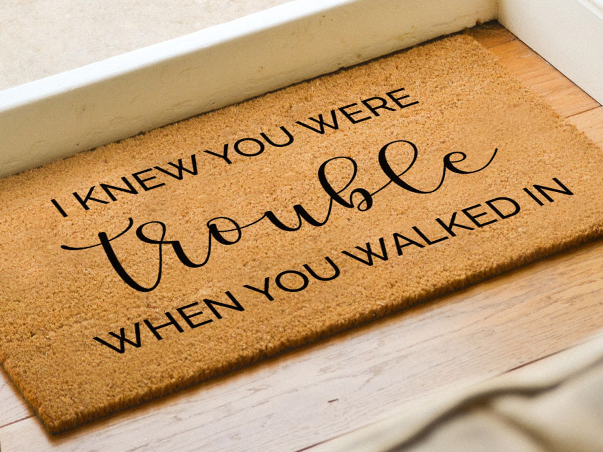 I Knew You Were Trouble When You Walked in Doormat Lyrics Etsy UK