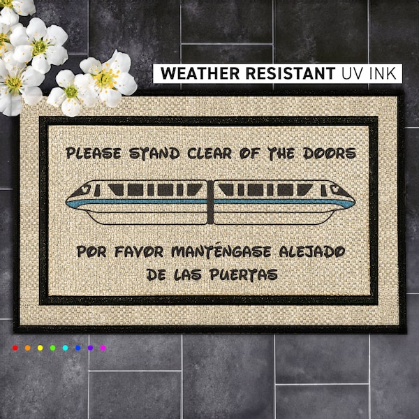 Disney Monorail Rug - Disneyworld Doormat - Please Stand Clear Of The Doors - Outdoor Welcome Mat - Disney Outdoor Decor - Washable Rug