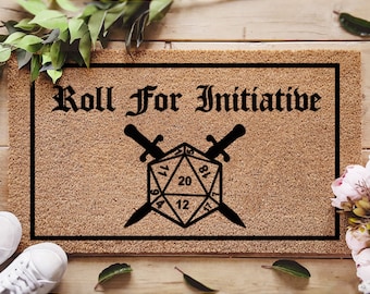 Dungeon And Dragons Initiative Doormat - D20 Dice - Custom Mats - Roll For Initiative Door Mat - Fandom Gift - Gifts For Him - Gifts For Her