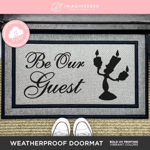 Be Our Guest Lumiere Doormat - Disney Outdoor Door Mat - Disney Welcome Mat - Beauty And The Beast - Washable Custom Rug - Beauty Beast Gift