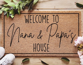 Felpudo de la casa de papá, Felpudo de bienvenida a la casa de la abuela y el abuelo, Felpudo personalizado para abuelos, Felpudo de regalo personalizado para abuelos