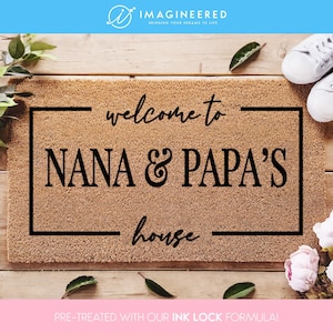 There's No Place Like Nana and Papa's House - Welcome Door Mat - Perfect for Any Home - Personalized Grandparents Welcome Doormat