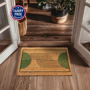 Custom Vintage Vibe Mid Century Modern Door Mat - Unique Retro Front Door Mat - Geometric Retro Entryway Doormat - Retro Home Decor Rug image 1