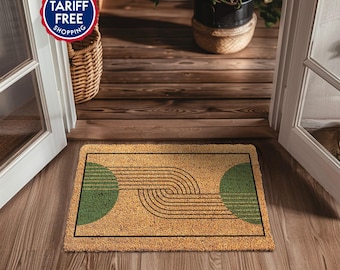 Custom Vintage Vibe Mid Century Modern Door Mat - Unique Retro Front Door Mat - Geometric Retro Entryway Doormat - Retro Home Decor Rug