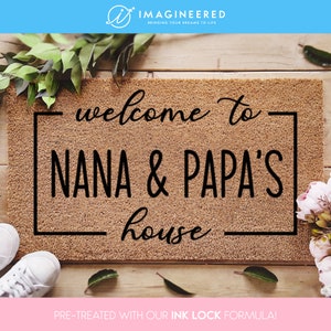 Welcome grandparents with a personalized touch! The Grandparents Welcome Door Mat is a custom coir mat, perfect for home decor and housewarming gifts. Celebrate family and create lasting memories with this unique and thoughtful family mat.