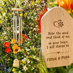 Personalized Wind Chimes | Pet Memorial Gift Chime | Hear The Wind | Custom Wind Chime | In Memory | Dog Pet Loss | Bereavement Gift