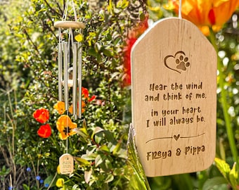 Personalized Wind Chimes | Pet Memorial Gift Chime | Hear The Wind | Custom Wind Chime | In Memory | Dog Pet Loss | Bereavement Gift